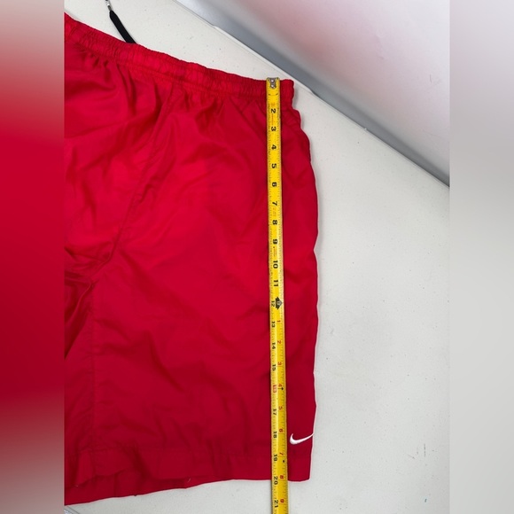 Vintage Nike Trunk Shorts L Red 90s Swoosh Mesh Lined Nylon Swimwear Running Y2K - Picture 12 of 12